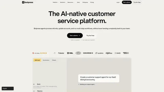 Botpress AI Agent Platform vendor website preview