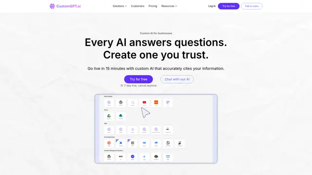 CustomGPT.ai vendor website preview