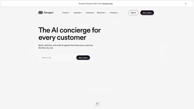 Decagon AI Concierge vendor website preview