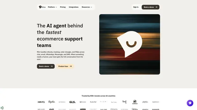 Mim AI Agent vendor website preview