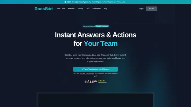 DocsBot vendor website preview