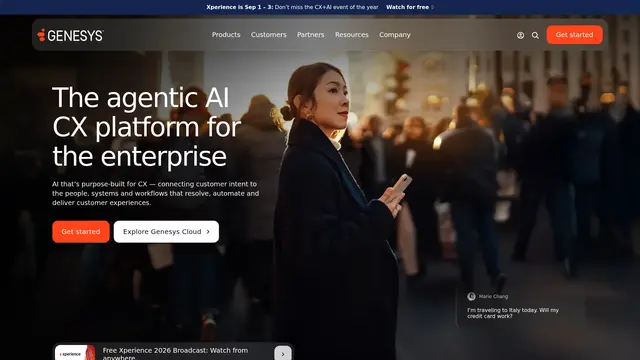 Genesys Cloud CX AI vendor website preview