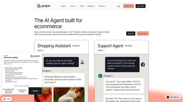 Gorgias AI Agent vendor website preview
