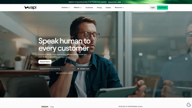 Vapi Voice AI vendor website preview