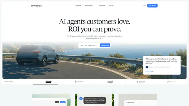 Voiceflow AI Agent Platform vendor website preview