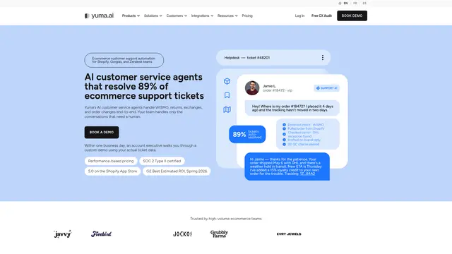 Yuma Support AI vendor website preview
